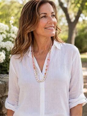 Layered Pink Pearl & Multicolor Beaded Necklace